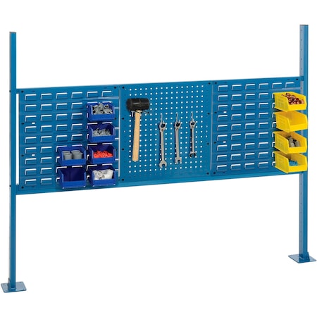 Global Industrial 18in Pegboard & 18in Louver Panel Kit, 54inW, Blue 249717BL